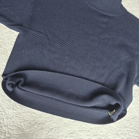 Barrie of Scotland Cashmere Textured Sleeves Detail Turtleneck Sweater - Navy - Picture 10 of 16